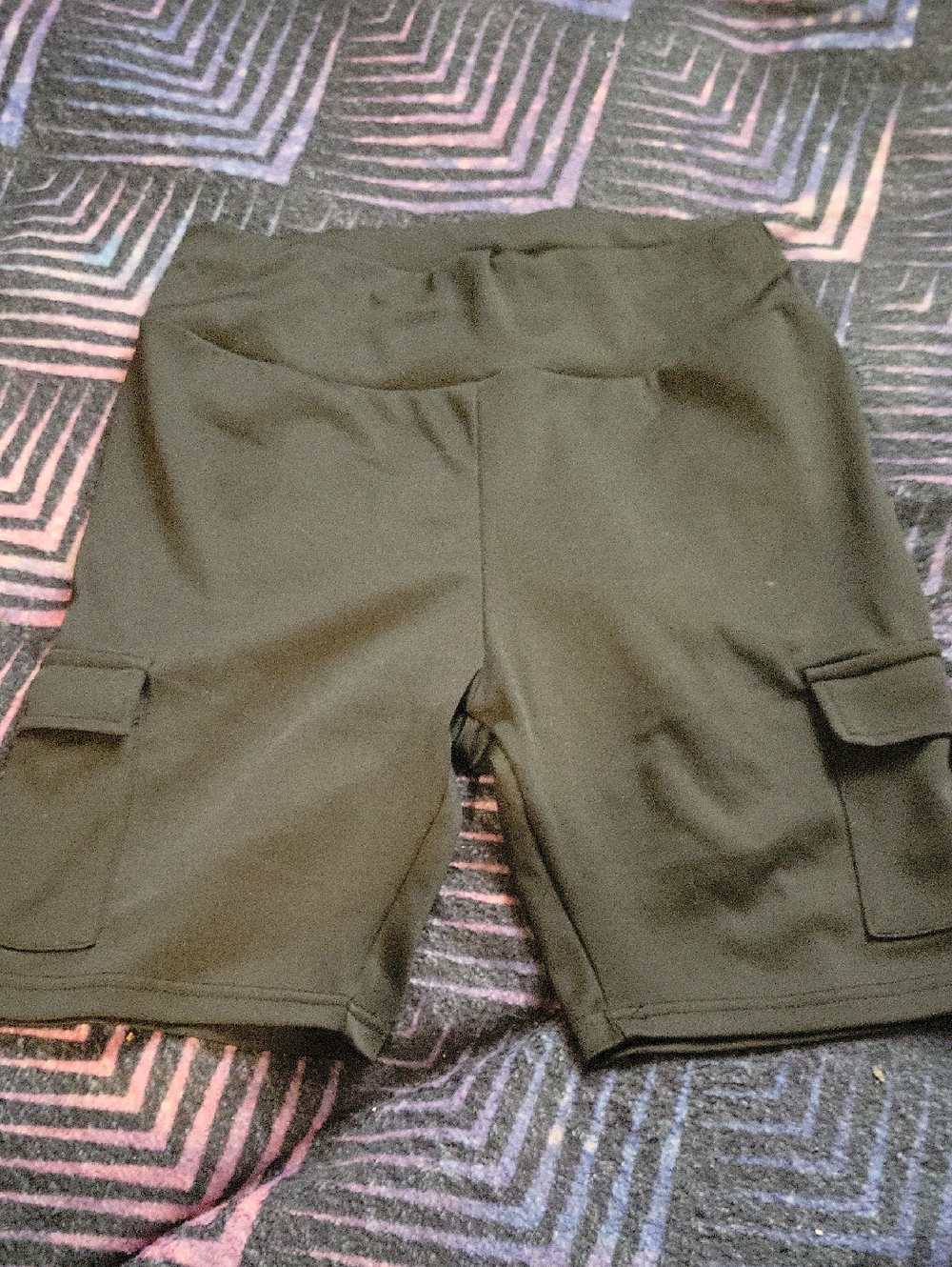Black Cargo Pocket Knit Shorts